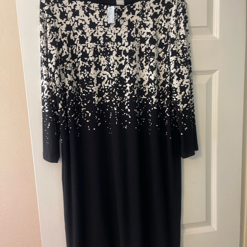 Chico's Cream Sheath Dress 3/4 Sleeve Midi